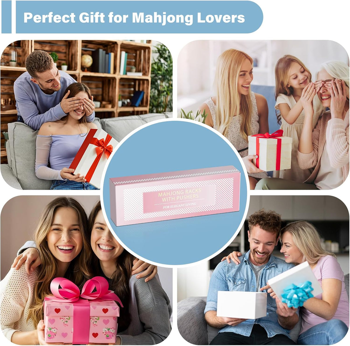 4-Pack Acrylic Clear Mahjong Racks with Pushers