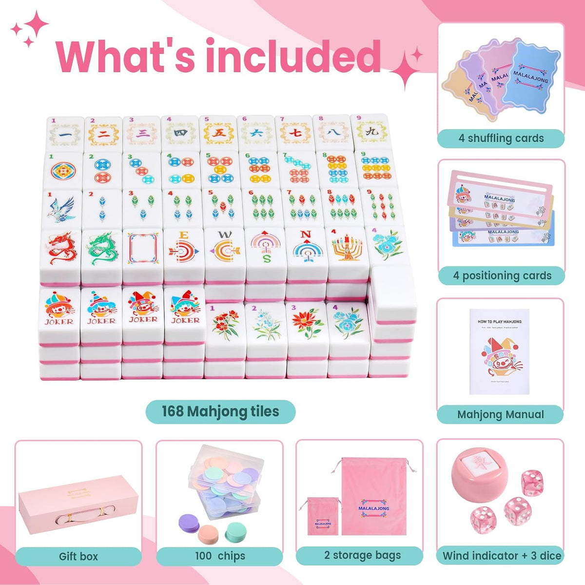 Pink American Mahjong Tile Set