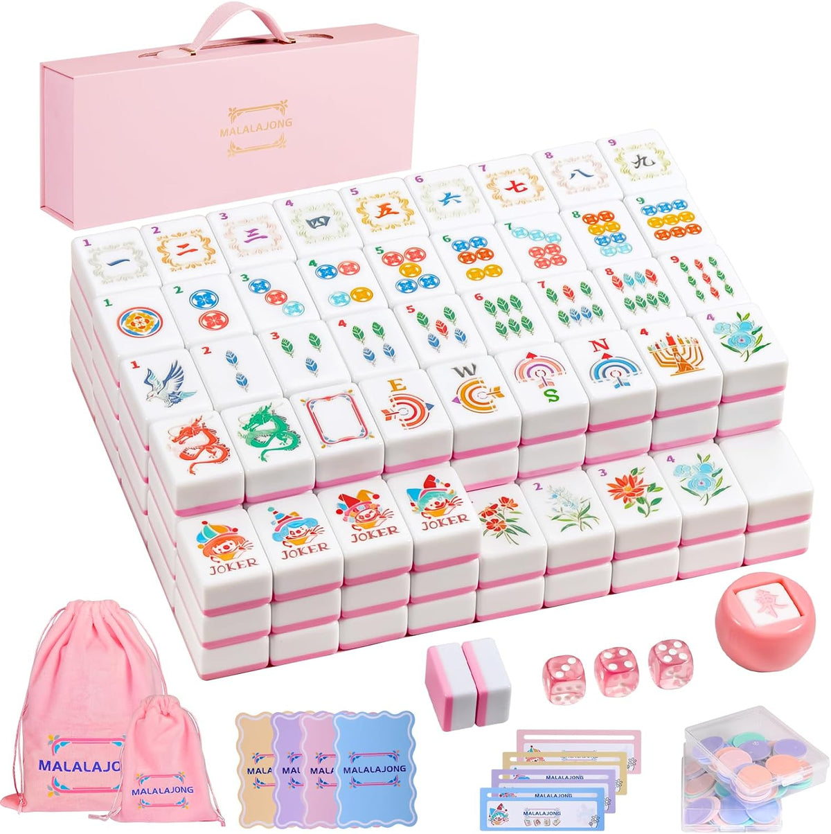 Pink American Mahjong Tile Set