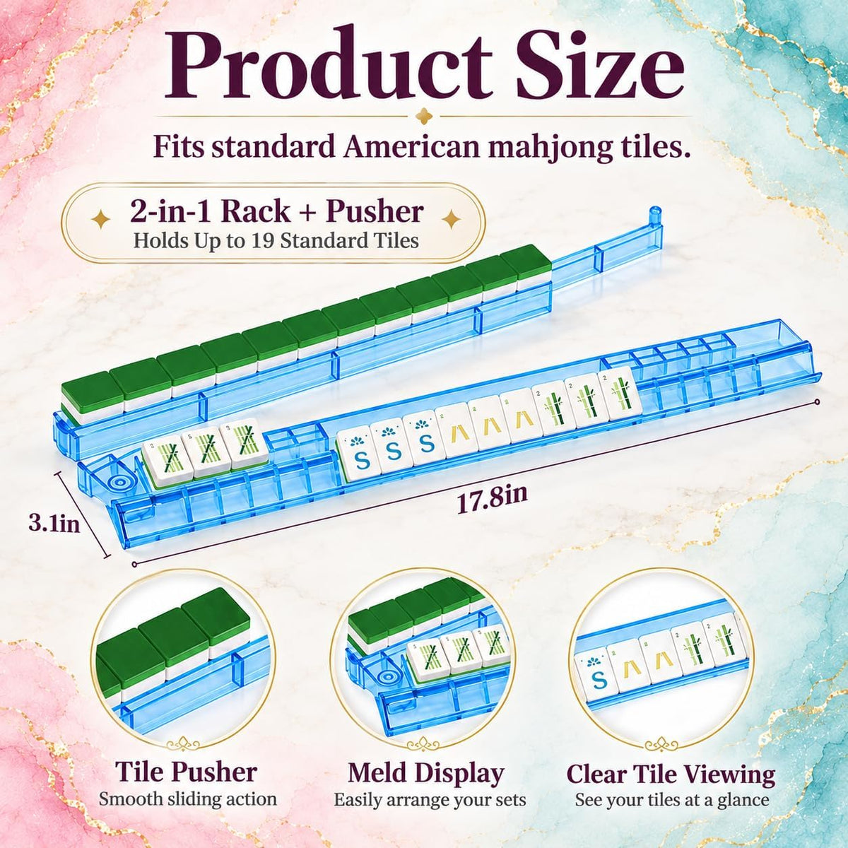 4 Pack Mahjong Tile Racks with Pushers - Acrylic Colors