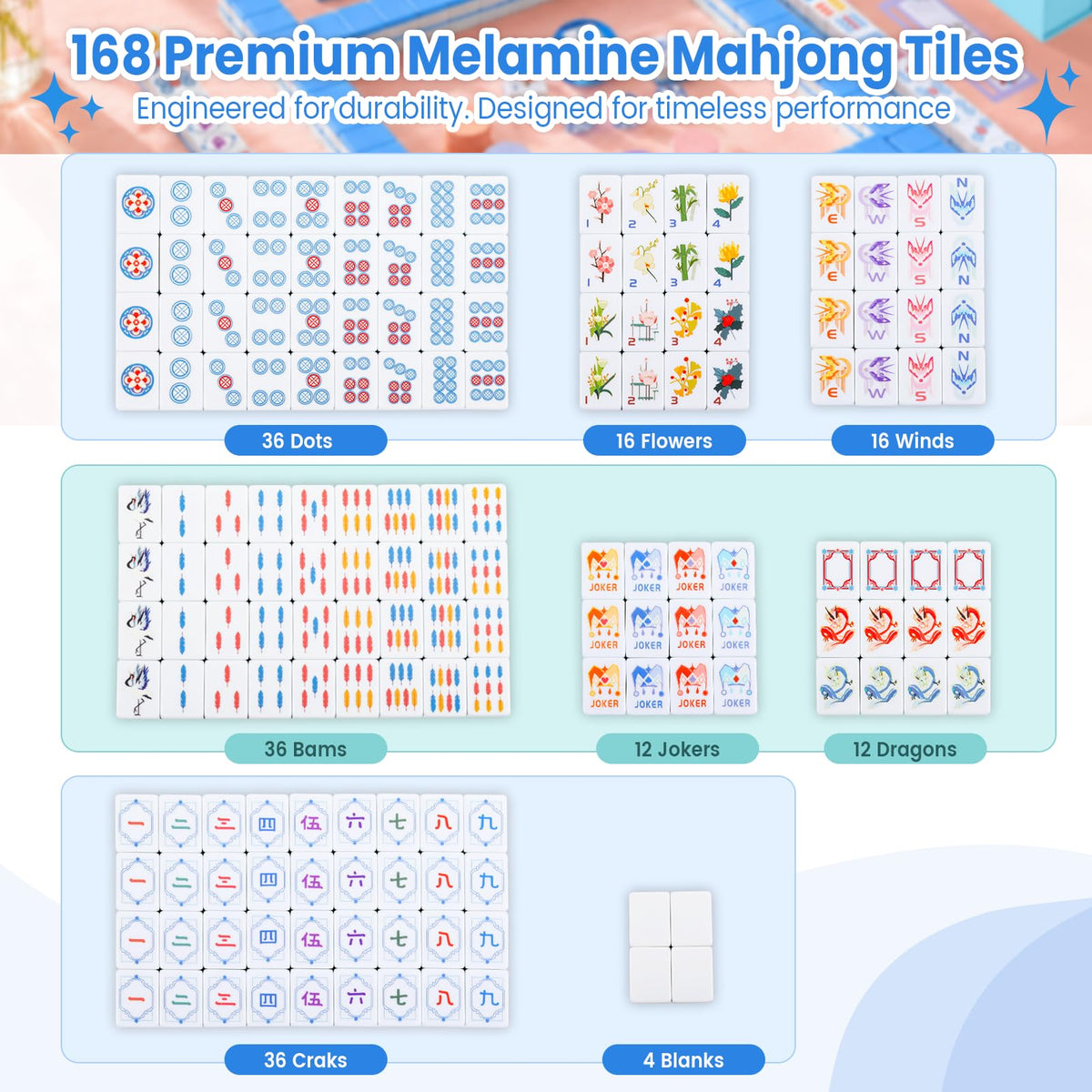 Pink American Mahjong Tile Set