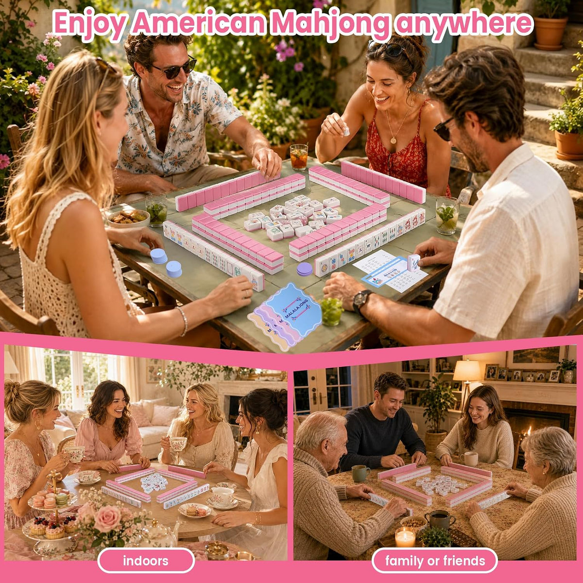 Pink American Mahjong Tile Set