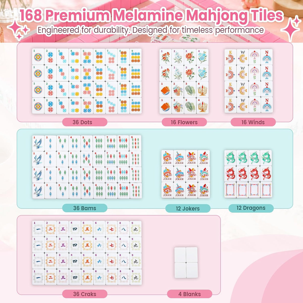 Pink American Mahjong Tile Set